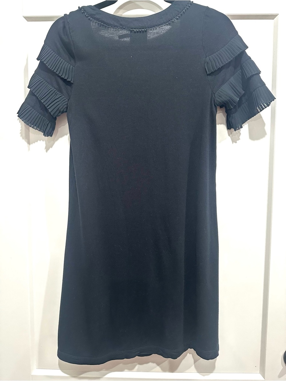 Juicy Couture Navy Short-Sleeve Dress with Pleated Ruffle Sleeves